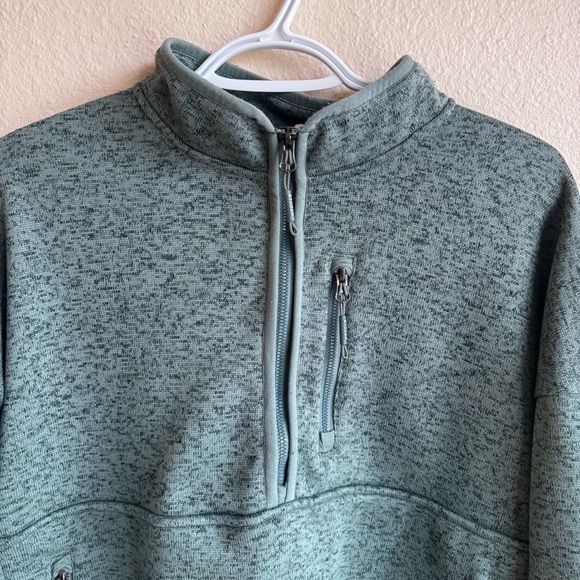 Kyodan Quarter Zip Fleece Pullover: M Heathered Green Athletic Jacket w/ Pockets - Picture 4 of 7